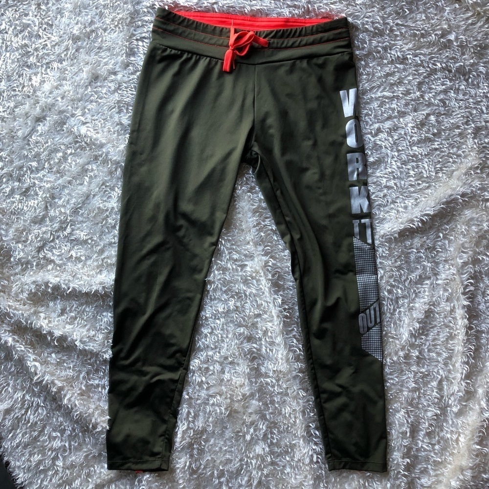Energie Athleisure Drawstring Workout Pants Army Green Size L